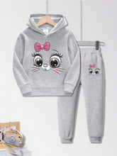 Little Girls' 2pcs Cute Emoticon Printed Sweatshirt And Pants Set
